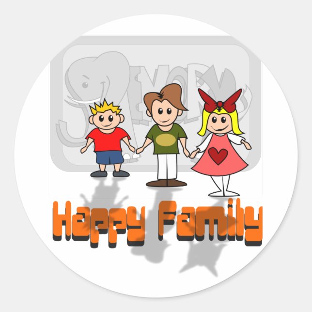 Happy Family Classic Round Sticker (Front)
