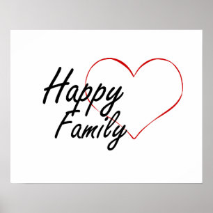Happy family heart poster