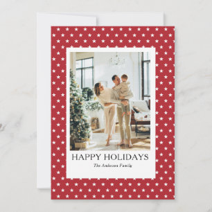 Happy family Holiday Photo Card red modern simple