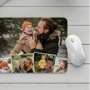 Happy Family Life Charming Photo Collage Mouse Mat