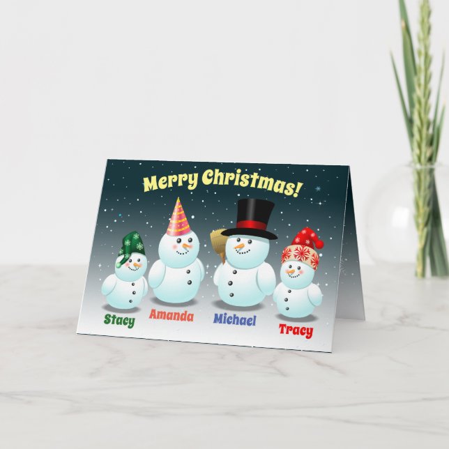Happy Family of Snowmen Holiday Card (Front)