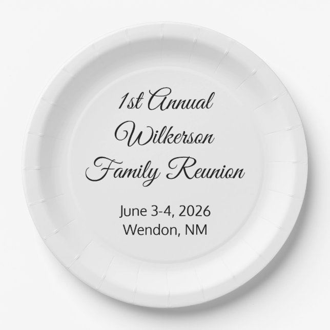 Happy Family Reunion White Paper Plate (Front)