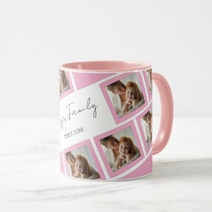 Happy Family Since 20XX Collage Pink Mug