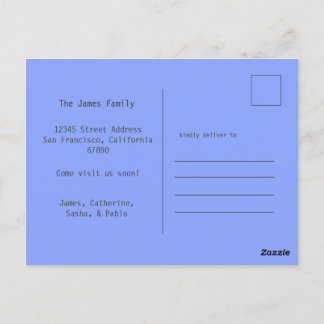 Happy Family Soft Blue New Home Moving Postcard