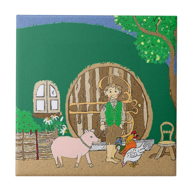 Happy fantasy book character at home tile (Front)