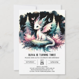 Happy Fantasy Dragon Birthday Invitation