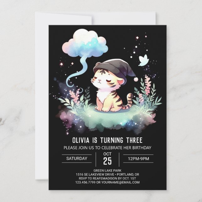 Happy Fantasy Tiger Birthday Invitation (Front)