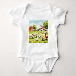 Happy farm baby bodysuit