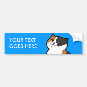 Happy Fat Calico Cat Personalised Bumper Sticker