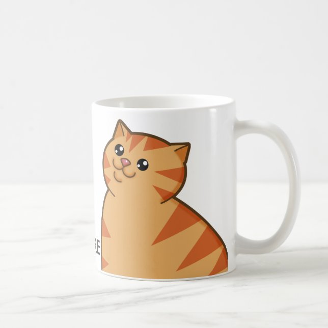 Happy Fat Orange Cat Coffee Mug (Right)