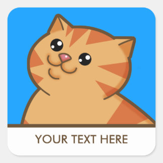 Happy Fat Orange Cat Square Sticker