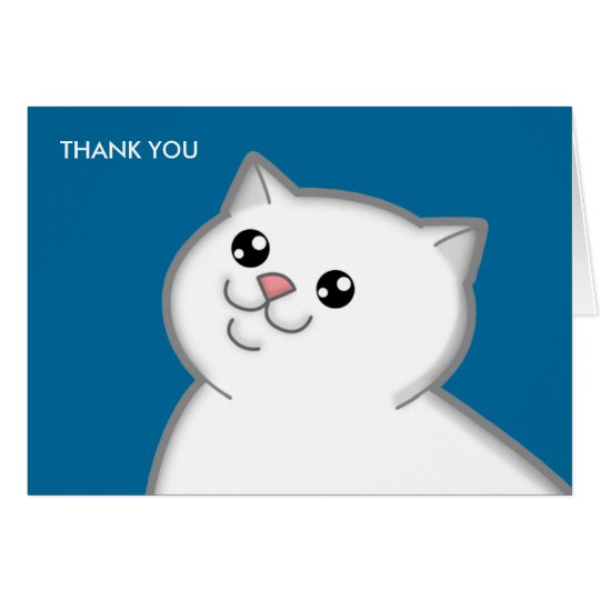 Happy Fat White Cat Thank You Note Cards
