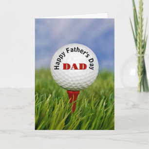 Happy Father' Day Golf Ball On a Tee Card