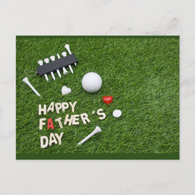 Happy Father Day to Golfer with golf ball and tee Postcard (Front)