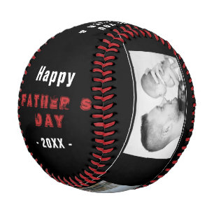 Happy Father`s Day Best Dad Black 3 Photo Collage Baseball