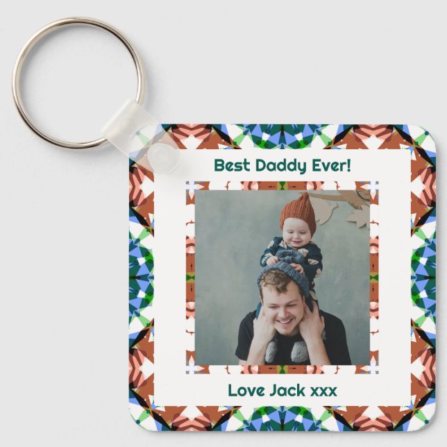 Happy Father’s Day Best Daddy Dad Ever Brown Photo Key Ring (Front)