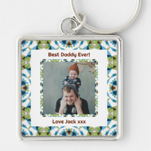 Happy Father’s Day Best Daddy Dad Ever Green Photo Key Ring