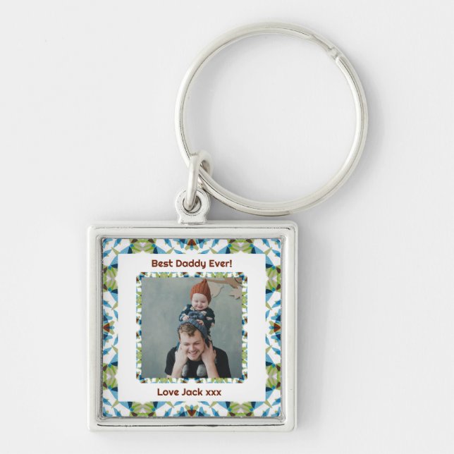 Happy Father’s Day Best Daddy Dad Ever Green Photo Key Ring (Front)