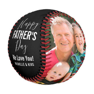 Happy Father’s Day Black Family Photo Name Script Baseball