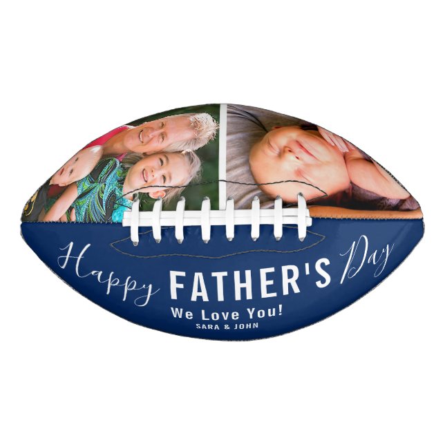Happy Father’s Day Blue 2 Photos Modern Name American Football (Front)