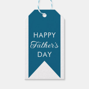 Happy Father’s Day Blue White Elegant Simple Gift Tags