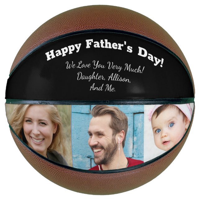 Happy Father’s Day! DIY Message, 3 Photos, Black Basketball (Front)
