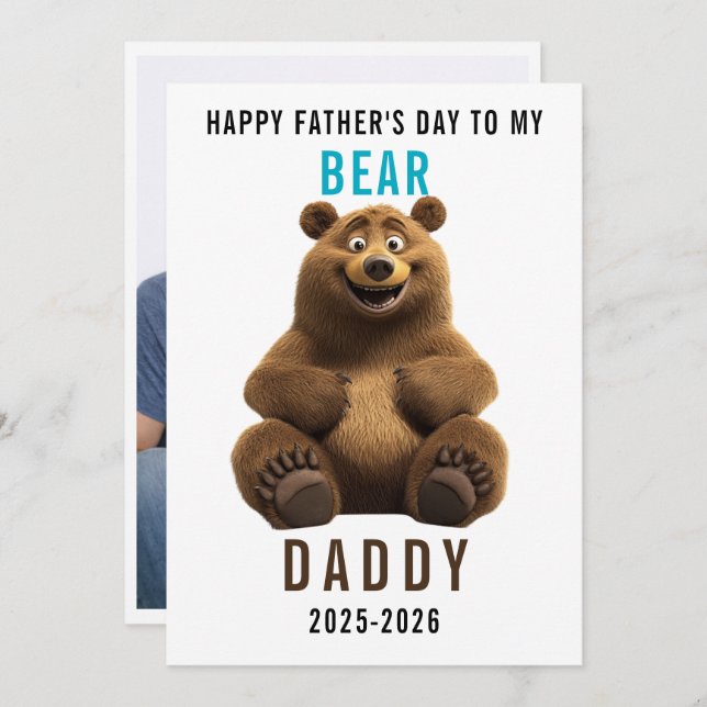 Happy Father’s Day for Bear Dad | Funny Bear Lover Holiday Card (Front/Back)