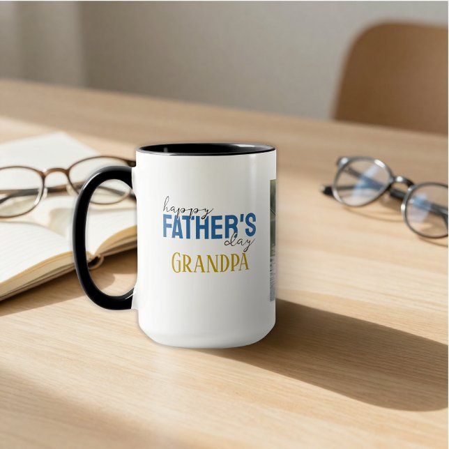 Happy Father’s Day Grandpa We Love You Blue Photo Mug (Creator Uploaded)