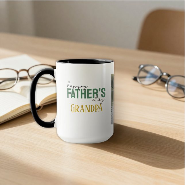 Happy Father’s Day Grandpa We Love You Green Photo Mug (Creator Uploaded)