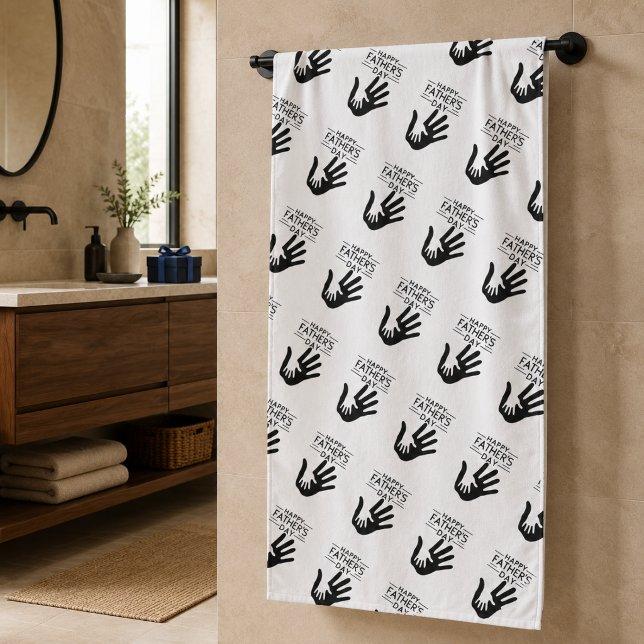 Happy Father’s Day Handprint Bath Towel (Creator Uploaded)