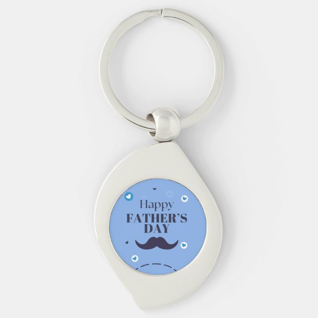 Happy Father’s Day – Moustache & Heart Design Key Ring (Front)