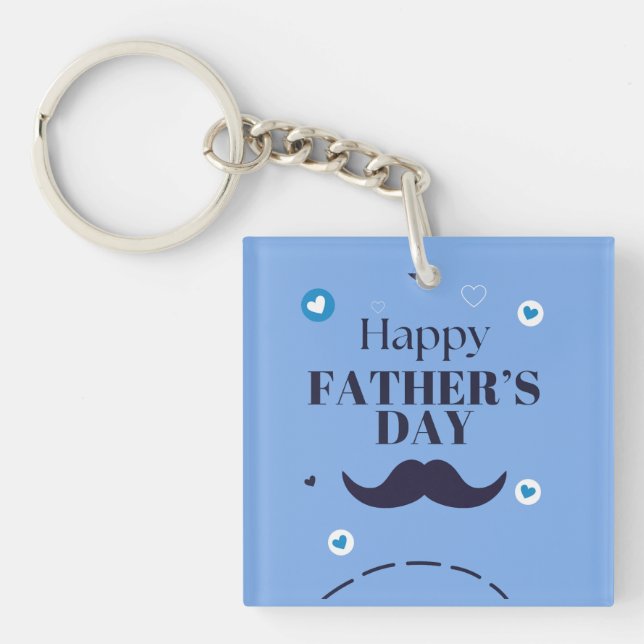 Happy Father’s Day – Moustache & Heart Design Key Ring (Front)