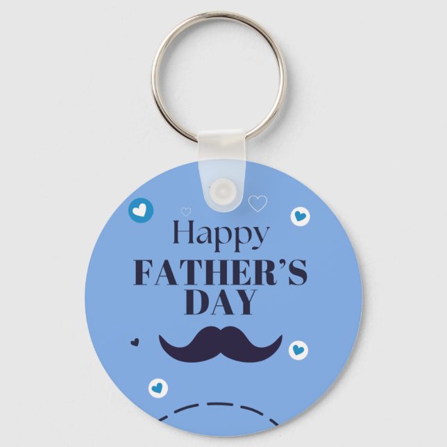 Happy Father’s Day – Moustache & Heart Design Key Ring (Front)