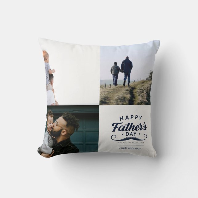 Happy Father’s Day Mustache Tribute Design Cushion (Front)
