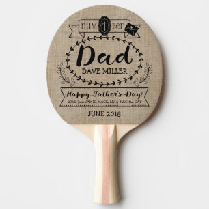 Happy Father’s Day Number 1 One Dad Monogram Log Ping Pong Paddle