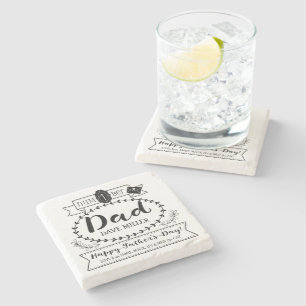 Happy Father’s Day Number 1 One Dad Monogram Log Stone Coaster