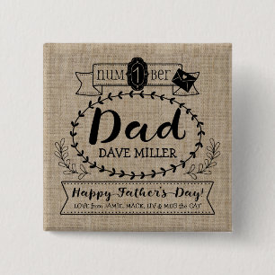 Happy Father’s Day Number 1 One Dad Monogram Logo 15 Cm Square Badge