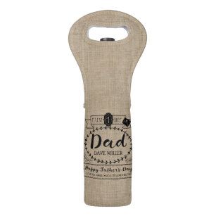 Happy Father’s Day Number 1 One Dad Monogram Logo Wine Bag