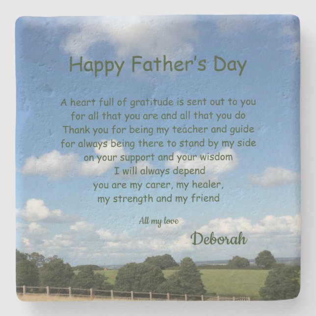 Happy Father’s  Day poem personalised Stone Coaster (Front)
