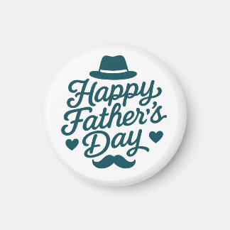 "Happy Father’s Day Typography – Vintage Moustache Magnet