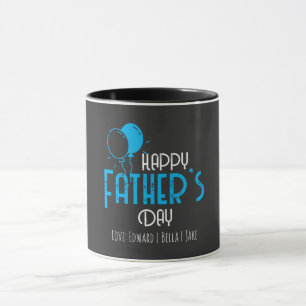 Happy Father’s Day with Blue Balloons & Names Mug