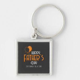 Happy Father’s Day with Orange Balloons & Names Key Ring