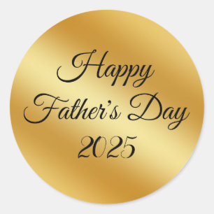 happy fathers day 2026,gold metal minimalist classic round sticker