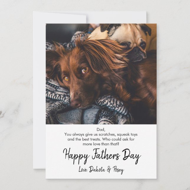 Happy Fathers Day 2 Dog Photo Holiday Card (Front)
