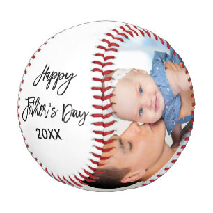 Happy Father's Day 2 Photos Brush Script  Baseball