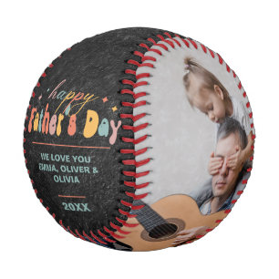 Happy Father's Day & 2 Photos Collage Personalised Baseball