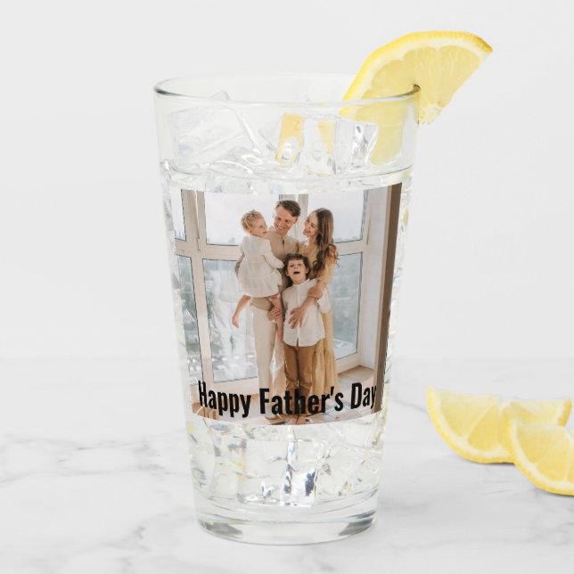 Happy Father's Day | 2 Photos | Custom Text Print Glass (Back Ice)