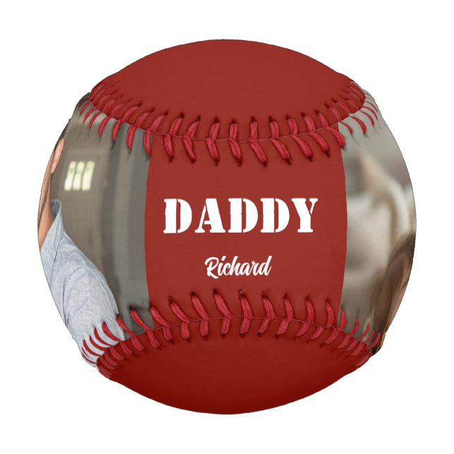 Happy fathers day 2photo elegant custom script baseball (Front)