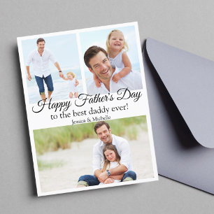 happy fathers day, 3 photos collage modern  holiday postcard