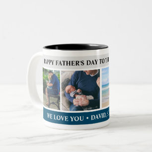 Happy Fathers Day 4 Photo Collage Personalised  Two-Tone Coffee Mug